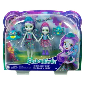 Enchantimals Set Papusi Surori Si Animalutele Lor Patter Peacock Si Flap Si Piera Peacock Si Feather