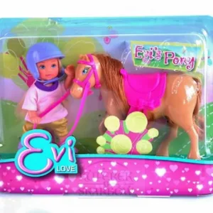 Set Papusica Evi Cu Calut Maro Deschis