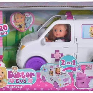 Papusa Evi Veterinar Cu Rulota Accesorizata