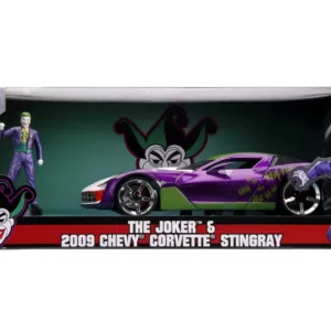 Masinute Metalica Chevy Corvette Stingray 2009 Si Figurina Joker Scara 1:24