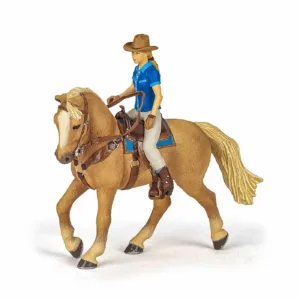 Papo Figurina Set Cowgirl (vacarita) Pe Cal Usa