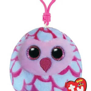 Plus Breloc Ty 8.5cm Squishy Beanies Bufnita Pinky Roz