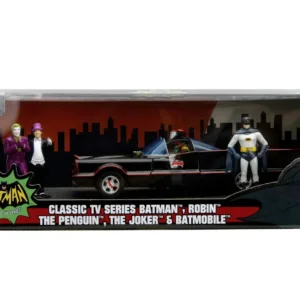 Jada Batman Set Masinuta Metalica Batmobile  1:24 Si 4 Figurine