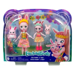 Enchantimals Set Papusi Surori Si Animalutele Lor  Bree Bunny Si Twist Si Bedelia Bunny Si Tappy