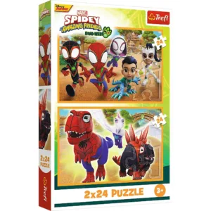 Puzzle Trefl 2x24 Spidey And His Amazing Friends Dino-webs Spidey Si Dinozaurii
