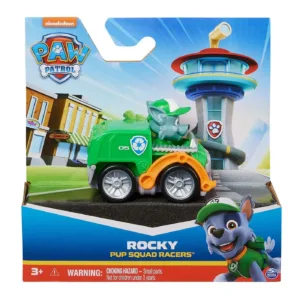 Patrula Catelusilor Pup Squad Racers Vehicul Cu Figurina Rocky