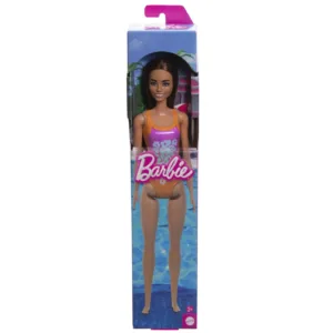 Papusa Barbie Bruneta Cu Costum De Baie Inflorat
