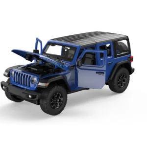 Masinuta Metalica Jeep Wrangler Rubicon 4xe Albastru Cu Scara 1 La 32