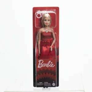 Barbie Papusa Barbie Colectie Aniversara 80 De Ani Blonda Cu Rochie Rosie Rubin