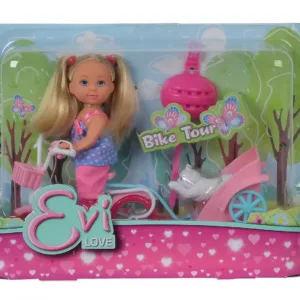 Papusica Evi Cu Pantaloni Cu Animalut La Plimbare Cu Bicicleta