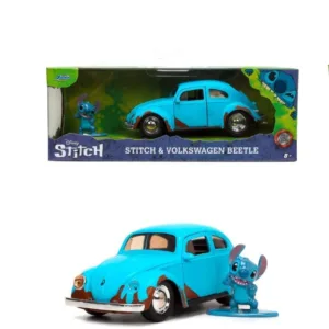 Jada Disney Stitch Set Figurina Stitch Si Masinuta Metalica Volkswagen Beetle Scara 1 La 32