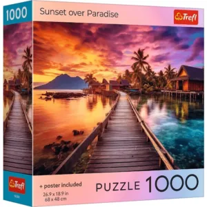 Puzzle Trefl 1000 Colectia Sua Apus De Soare Peste Paradis Poster Inclus