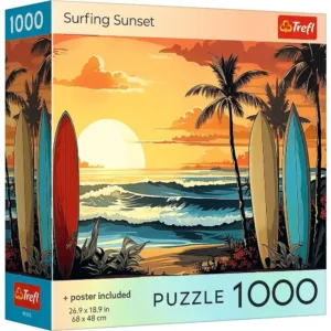Puzzle Trefl 1000 Colectia Sua Apus De Soare Pentru Surf Poster Inclus